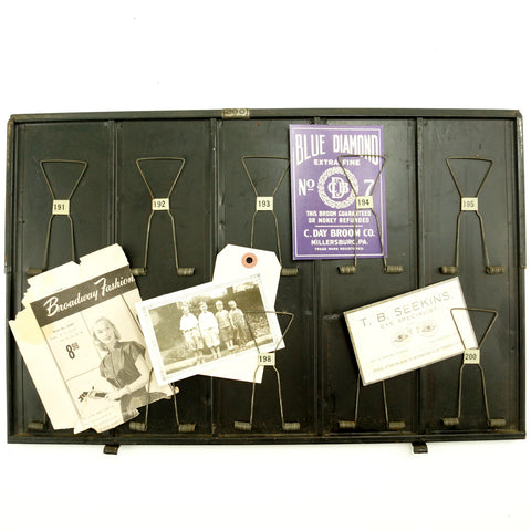 Vintage Industrial Metal Receipt Holder with Numbered Spring Clips, #191-200 (c.1920s) - thirdshift