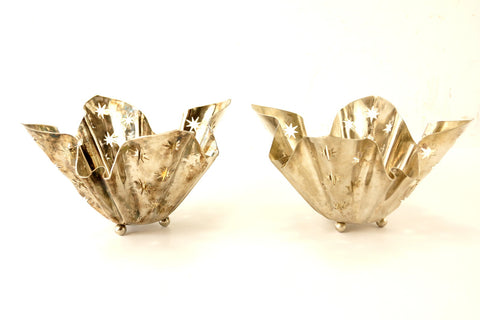 Vintage Silverplate Star Cutout Votive Holders by Godinger, Set of 2 (c.1970s) - thirdshift