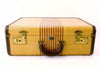 Vintage Striped Tweed Hard Sided / Hardboard Suitcase with Handle (c.1920s) - thirdshift