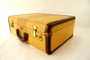 Vintage Striped Tweed Hard Sided / Hardboard Suitcase with Handle (c.1920s) - thirdshift
