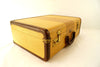 Vintage Striped Tweed Hard Sided / Hardboard Suitcase with Handle (c.1920s) - thirdshift