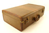 Vintage Striped Tweed Hard Sided Suitcase with Leather Handle (c.1920s) - thirdshift