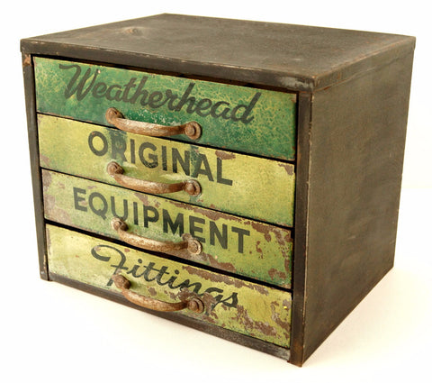 Vintage Weatherhead Original Equipment Fittings Hardware Cabinet, Green (c.1940s) - thirdshift