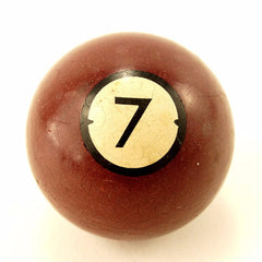 Vintage / Antique Clay Billiard Ball Burgundy Number 7, Art Deco Pool Ball (c.1910s) - thirdshift