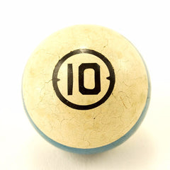 Vintage / Antique Clay Billiard Ball Blue Number 10, Art Deco Pool Ball (c.1910s) - thirdshift