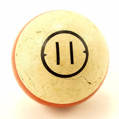 Vintage / Antique Clay Billiard Ball Red Number 11, Art Deco Pool Ball (c.1910s) - thirdshift