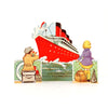 Vintage Valentine's Day Card with Die Cut Fold-Out Ship and Travelers (c.1940s) - thirdshift