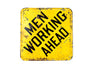 Vintage Metal "Men Working Ahead" Sign in Yellow and Black (c.1970s) - thirdshift