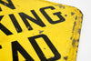 Vintage Metal "Men Working Ahead" Sign in Yellow and Black (c.1970s) - thirdshift