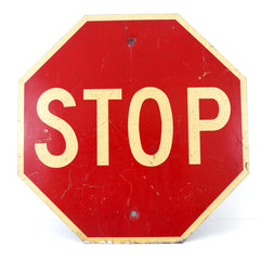 Vintage Metal "STOP" Sign in Red and White (c.1960s) - thirdshift