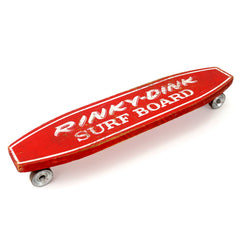 Vintage Rinky Dink Wood Surf Board in Red with Steel Wheels (c.1950s) N2 - thirdshift