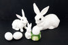 Vintage Rabbit Figures in White Ceramic, Set of 3 (c.1980s) - thirdshift