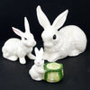 Vintage Rabbit Figures in White Ceramic, Set of 3 (c.1980s) - thirdshift