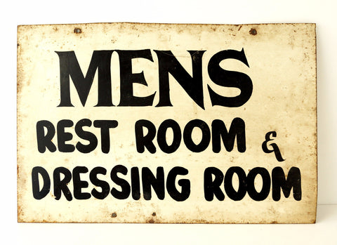 Vintage "Mens Rest Room & Dressing Room" Metal Sign (c .1960s) - thirdshift