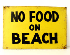 Vintage "No Food On Beach" Metal Sign (c .1960s) - thirdshift