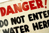 Vintage "Danger! Do Not Enter Water Here" Metal Sign (c .1960s) - thirdshift