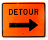 Vintage Metal "Detour" Sign in Orange and Black (c.1970s) - thirdshift