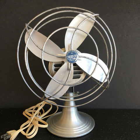 Vintage Aluminum Chrom-Ever Open Cage Desk Fan (c.1950s) - thirdshift