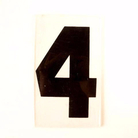 Vintage Industrial Marquee Number "4" Sign, Black on Clear Thick Acrylic, 7" (c.1970s) - thirdshift