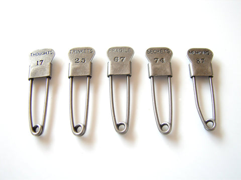 Metal Laundry Pin Style Trinket Pins in Antique Silver Finish (Set of 5) - thirdshift