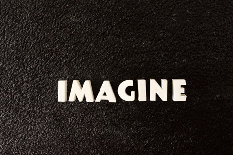 Vintage White Ceramic Push Pins "IMAGINE" (c.1940s) - thirdshift