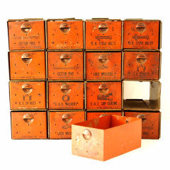 Vintage Dorman Parts Drawer Hardware Bin with 16 Drawers in Rustic Orange N1 (c.1950s) - thirdshift
