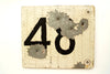 Vintage Metal "48" Train Track Number Sign, Double-Sided (c.1930s) - thirdshift