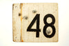 Vintage Metal "48" Train Track Number Sign, Double-Sided (c.1930s) - thirdshift