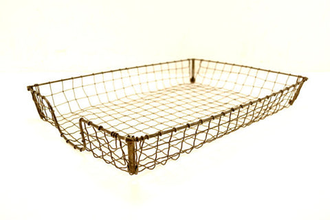 Vintage Wire Desk Tray Storage Basket, Inbox / Outbox (c.1940s) - ACME Wire Letter Tray - thirdshift