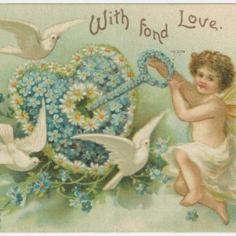 Digital Download "With Fond Love" Valentine's Day Postcard (c.1905) - Instant Download Printable - thirdshift