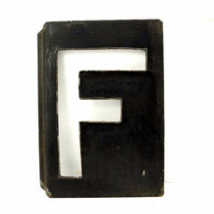 Vintage Metal Letter "F" Moonglo Marquee Letter, 13" tall (c.1900s) - thirdshift