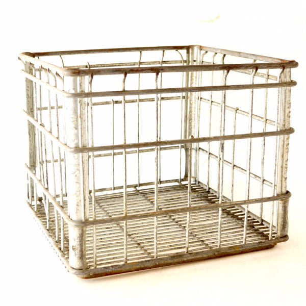 Vintage Metal Dairy Crate / Wire Milk Crate Bottle Basket Vintage Metal Dairy Crate / Wire Milk Crate Bottle Basket