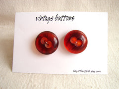 Vintage Buttons in Dark Orange Swirls (Set of 2) "The Orange Marmalade Set" (c.1960s) - thirdshift
