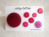 Vintage Buttons in Burgundy Pink (Set of 7) "The Boones Farm Sangria Set" (c.1960s) - thirdshift