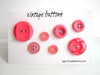 Vintage Buttons in Dark Pink (Set of 7) "The Pretty in Pink Set" (c.1960s) - thirdshift