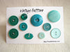 Vintage Buttons in Dark and Light Green (Set of 10) "The Green with Envy Set" (c.1960s) - thirdshift