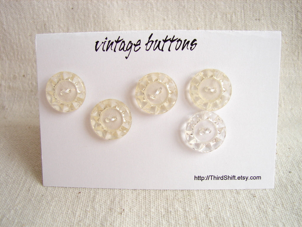 Vintage Clear Buttons Crystal-Like Pattern (Set of 5) The Hope