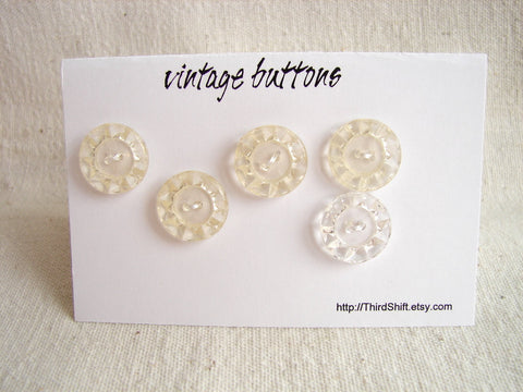 Vintage Clear Buttons Crystal-Like Pattern (Set of 5) "The Hope Diamond Set" (c.1960s) - thirdshift