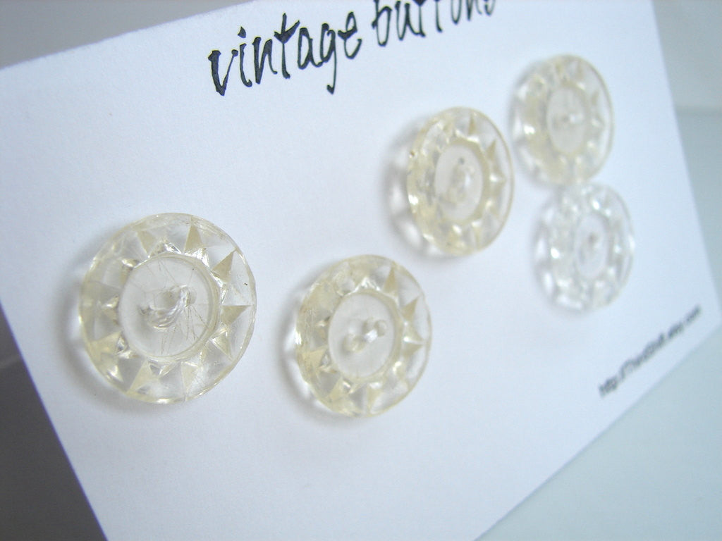 Vintage Clear Buttons Crystal-Like Pattern (Set of 5) The Hope Diamon –