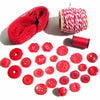 Vintage Hot Red Buttons and Lace, Twine, Thread Destash Inspiration Kit (c.1960s) - thirdshift