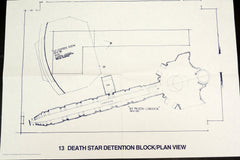 Vintage Star Wars Blueprint for Death Star Detention Block/Plan View (c.1977) N13 - thirdshift