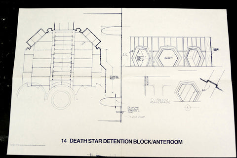 Vintage Star Wars Blueprint for Death Star Detention Block (c.1977) N14 - thirdshift