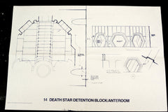 Vintage Star Wars Blueprint for Death Star Detention Block (c.1977) N14 - thirdshift