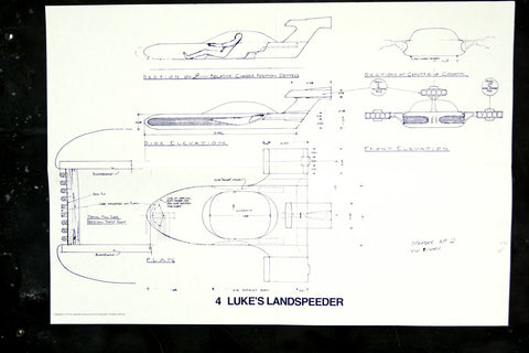 Vintage Star Wars Blueprint for Luke's Landspeeder (c.1977) N4 - thirdshift