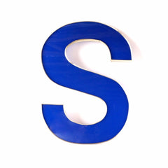 Vintage Industrial Letter "S" Sign Letter in Blue and Silver, 25" tall x 20" wide (c.1980s) - thirdshift