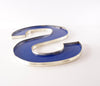 Vintage Industrial Letter "S" Sign Letter in Blue and Silver, 25" tall x 20" wide (c.1980s) - thirdshift