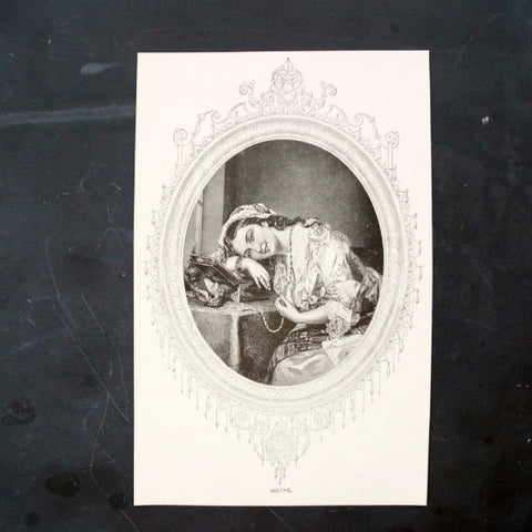 Vintage / Antique Print "Ianthe", a Young Woman at her Vanity (c.1800s) - thirdshift