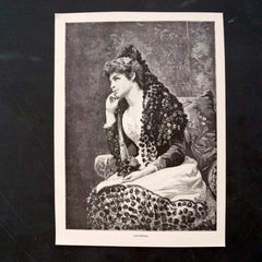 Vintage / Antique Print of a Young Woman titled "Catarina" by F. Diaz Carreno (c.1800s) - thirdshift