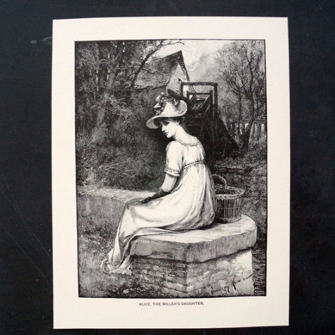 Vintage / Antique Print Young Woman "Alice, The Miller's Daughter" Lord Alfred Tennyson (c.1892) - thirdshift