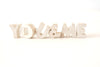 Vintage White Ceramic Push Pins "YOU and ME" (c.1940s) - thirdshift
